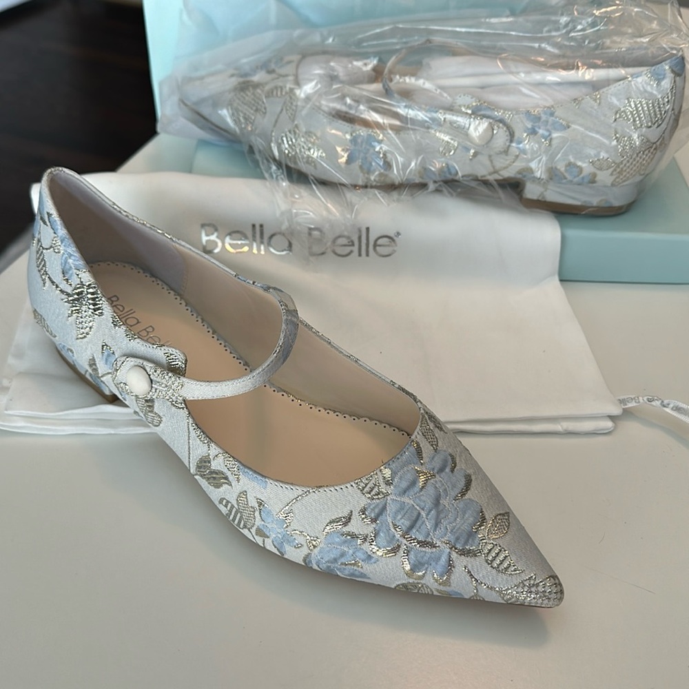 Bella Belle Daphne ivory jacquard flats BRAND NEW